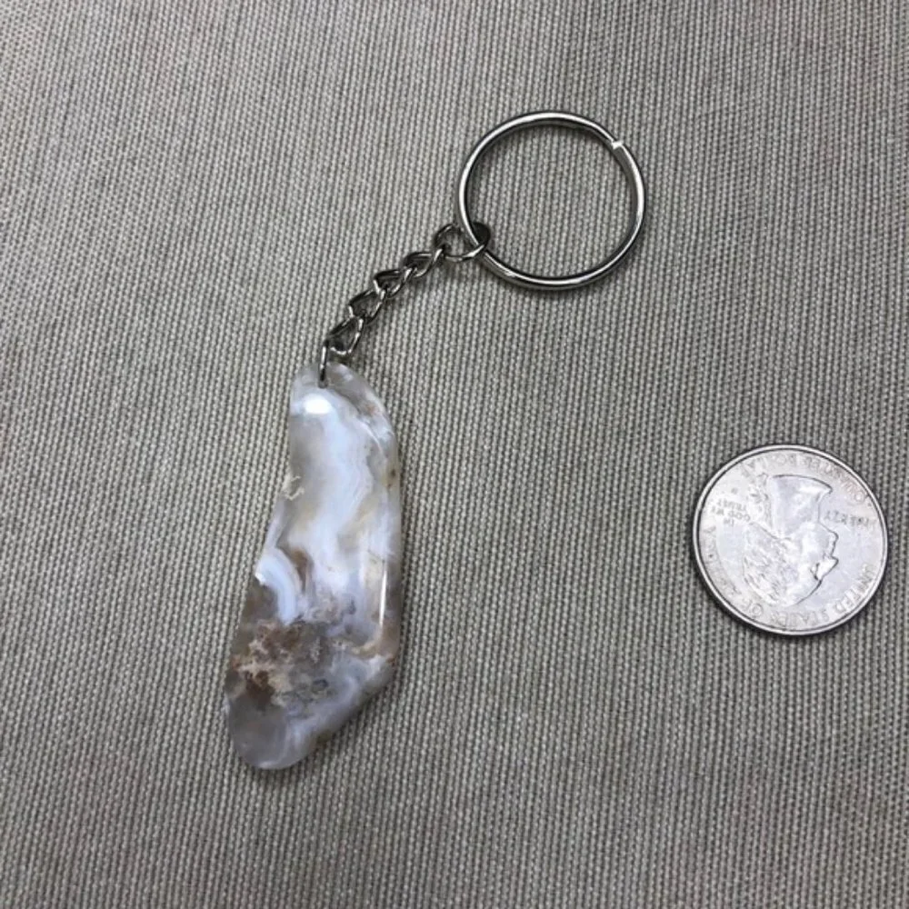 Rough Cut Chalcedony Rock Keychain